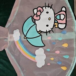 Hello Kitty Rainbow Umbrella Kids Rain Poncho Pink Light Blue Yellow White 2T